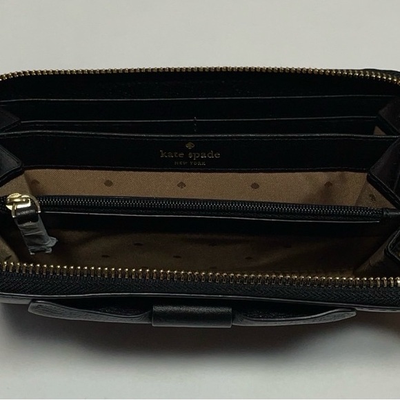 New Kate Spade Blue Leather Zip Around Ribbon Wallet - Picture 2 of 4